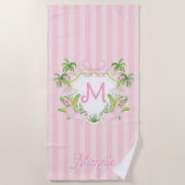 Serviette De Plage Preppy Palm Beach Monogram Crest (Devant)