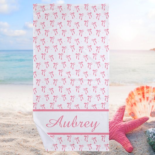 Serviette De Plage Preppy Pink Bow tendance été