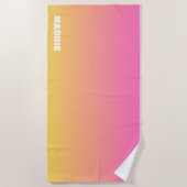 Serviette de plage Preppy rose et orange (Devant)