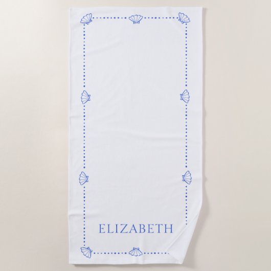 Serviette De Plage Preppy Seashell Personnalisé Côte Cool moderne (Devant)