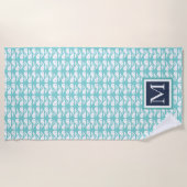 Serviette De Plage Preppy Turquoise Whale mature Monogram Beach Towel (Devant)