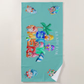 Serviette De Plage Prêt pour l'aquarelle Gnomes d'été (Devant)
