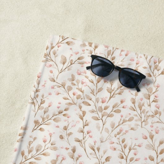 Serviette De Plage Pretty Blush Pink Cream Floral (En situation)