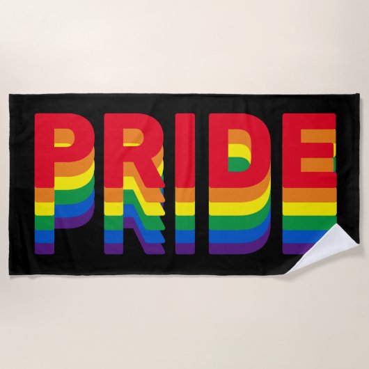 Serviette De Plage Pride lgbt lgbtq queer gay rainbow retro black (Devant)