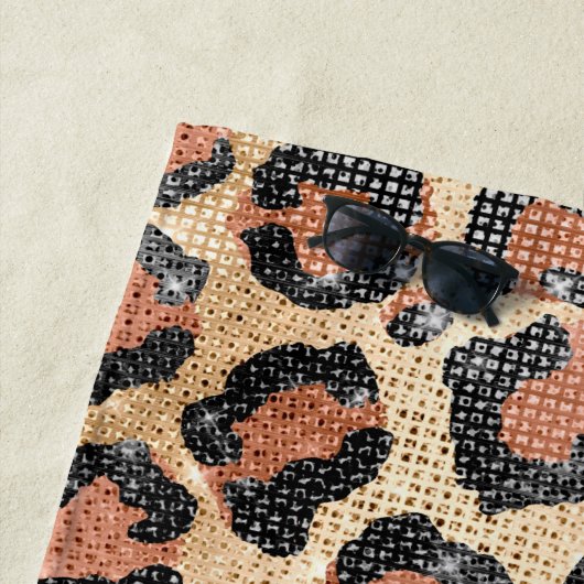 Serviette De Plage Prince d'Or noir Brown Leopard (En situation)
