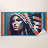 Serviette De Plage Princesse amérindienne guerrière (Devant)