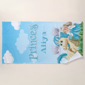 Serviette De Plage Princesse bleue et Dragon Nom personnalisé (Devant)