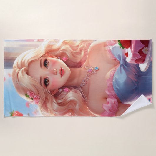 Serviette De Plage princesse d'anniversaire (Devant)