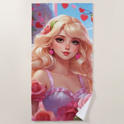 Serviette De Plage princesse de printemps (Devant)