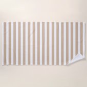 Serviette de plage printemps beige et blanc rayé (Devant)