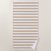 Serviette de plage printemps beige et blanc rayé (Devant)