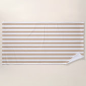 Serviette de plage printemps beige et blanc rayé (Devant)