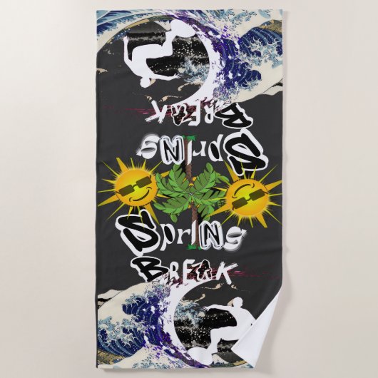 Serviette De Plage Printemps Break Vintage Amusant (Devant)
