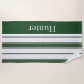 Serviette de plage printemps chasseur vert et blan (Devant)