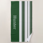 Serviette de plage printemps chasseur vert et blan (Devant)