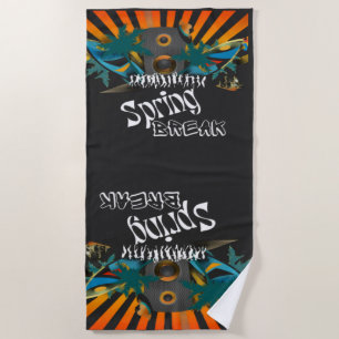 Serviette De Plage Printemps de vacances vintage Natation