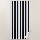 Serviette de plage printemps noir et blanc rayé (Devant)