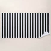 Serviette de plage printemps noir et blanc rayé (Devant)