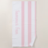 Serviette de plage printemps pastel rose et blanc (Devant)
