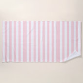 Serviette de plage printemps pastel rose et blanc (Devant)