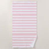 Serviette de plage printemps pastel rose et blanc (Devant)