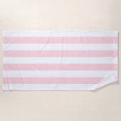 Serviette de plage printemps pastel rose et blanc (Devant)