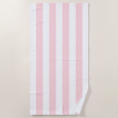 Serviette de plage printemps pastel rose et blanc (Devant)