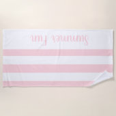 Serviette de plage printemps pastel rose et blanc (Devant)