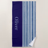 Serviette de plage printemps robuste bleu et blanc (Devant)