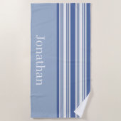 Serviette de plage printemps robuste bleu et blanc (Devant)