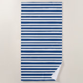 Serviette de plage printemps robuste bleu et blanc (Devant)