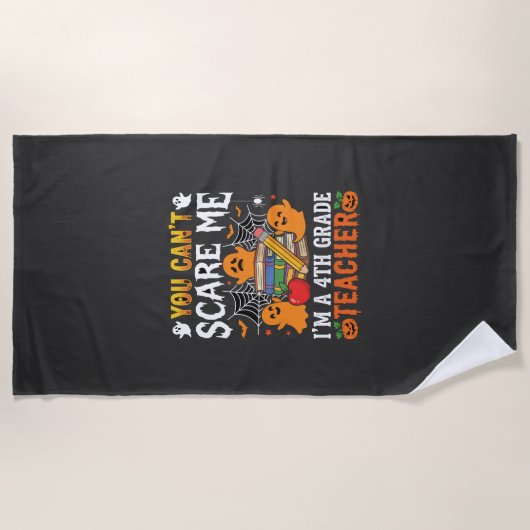 Serviette De Plage Prof de 4e Halloween Ghost drôle (Devant)
