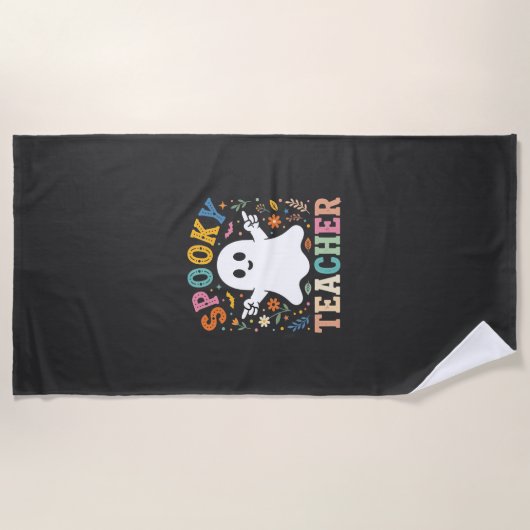 Serviette De Plage Prof Enseignant Fantôme Mignon Halloween Création_ (Devant)