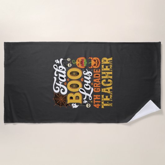 Serviette De Plage Professeur de 4e année Faboolous Halloween (Devant)