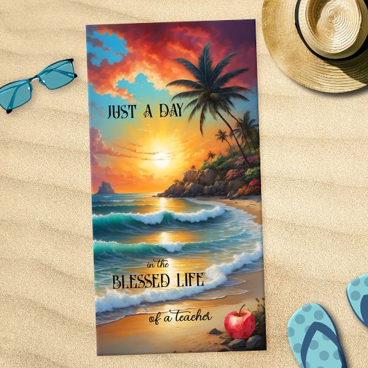 Serviette De Plage Professeur de coucher de soleil sur une plage trop