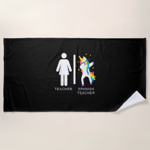 Serviette De Plage Professeur d'espagnol pour femmes Licorne Dabbing