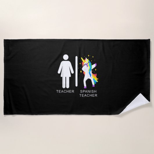 Serviette De Plage Professeur d'espagnol pour femmes Licorne Dabbing (Devant)