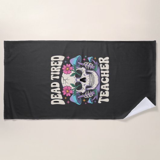 Serviette De Plage Professeur Épuisé Crâne Champignon Halloween Graph (Devant)