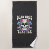 Serviette De Plage Professeur Épuisé Crâne Champignon Halloween Graph (Devant)