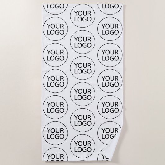 Serviette De Plage Professionnel Personnalisé Logo Entreprise Blanc (Devant)