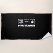 Serviette De Plage Programmeur Écrire Code Et Boire Café (Devant)