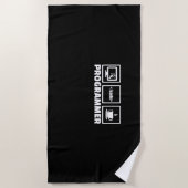 Serviette De Plage Programmeur Écrire Code Et Boire Café (Devant)