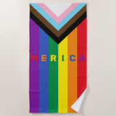 Serviette De Plage Progrès Fierté Arc-en-ciel Merica Gay America Pers (Devant)
