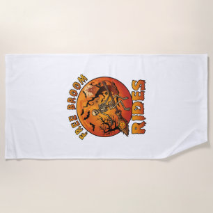Serviette De Plage Promenades de balai gratuites Halloween Squelette