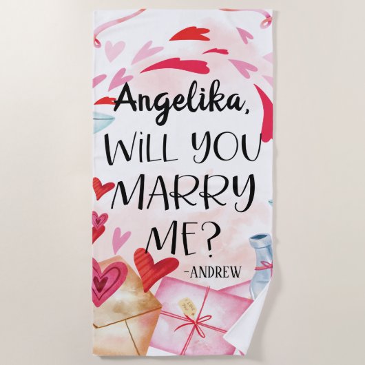 Serviette De Plage Proposition de marriage | You Marry Me ? Custom (Devant)
