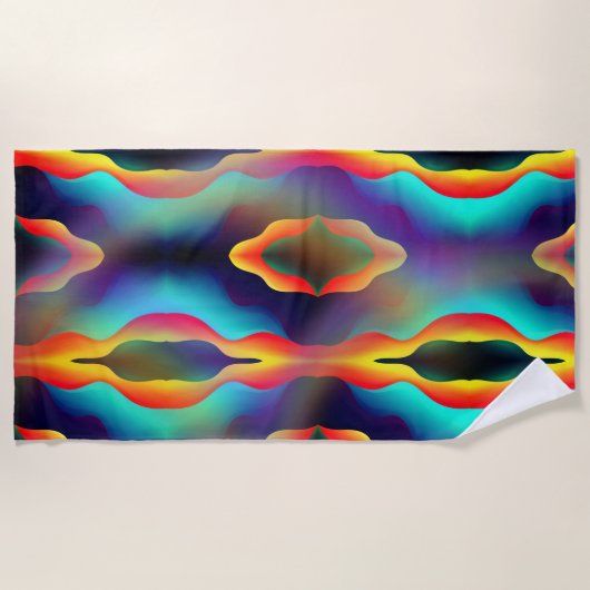 Serviette De Plage Psychédélique Abstrait Trippy Couleurs vives (Devant)
