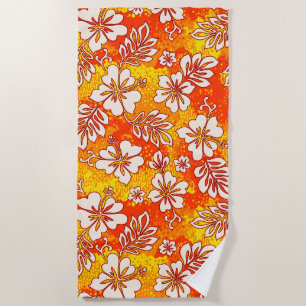 Serviette De Plage Pua Aloha Coeur hawaïen en forme d'Hibiscus Orange