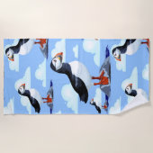 Serviette De Plage Puffin Cute Oiseau de mer Atlantique (Devant)