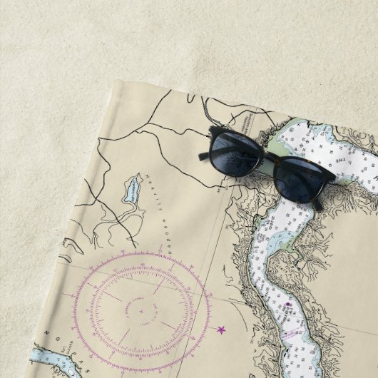 Serviette De Plage Puget Sound Partie sud Graphique nautique 18448 (En situation)