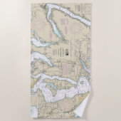Serviette De Plage Puget Sound Partie sud Graphique nautique 18448 (Devant)
